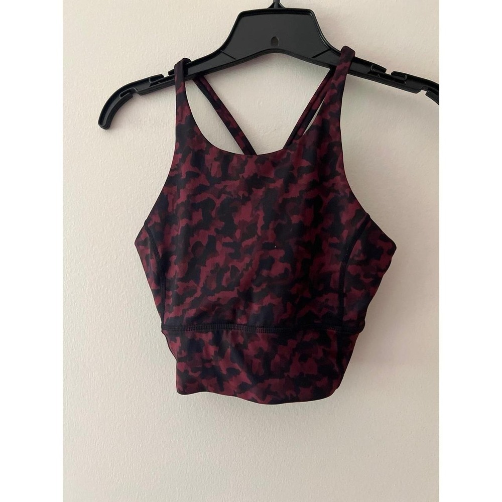Nimble Activewear Sports Bra Burgundy Black Camo Size XS